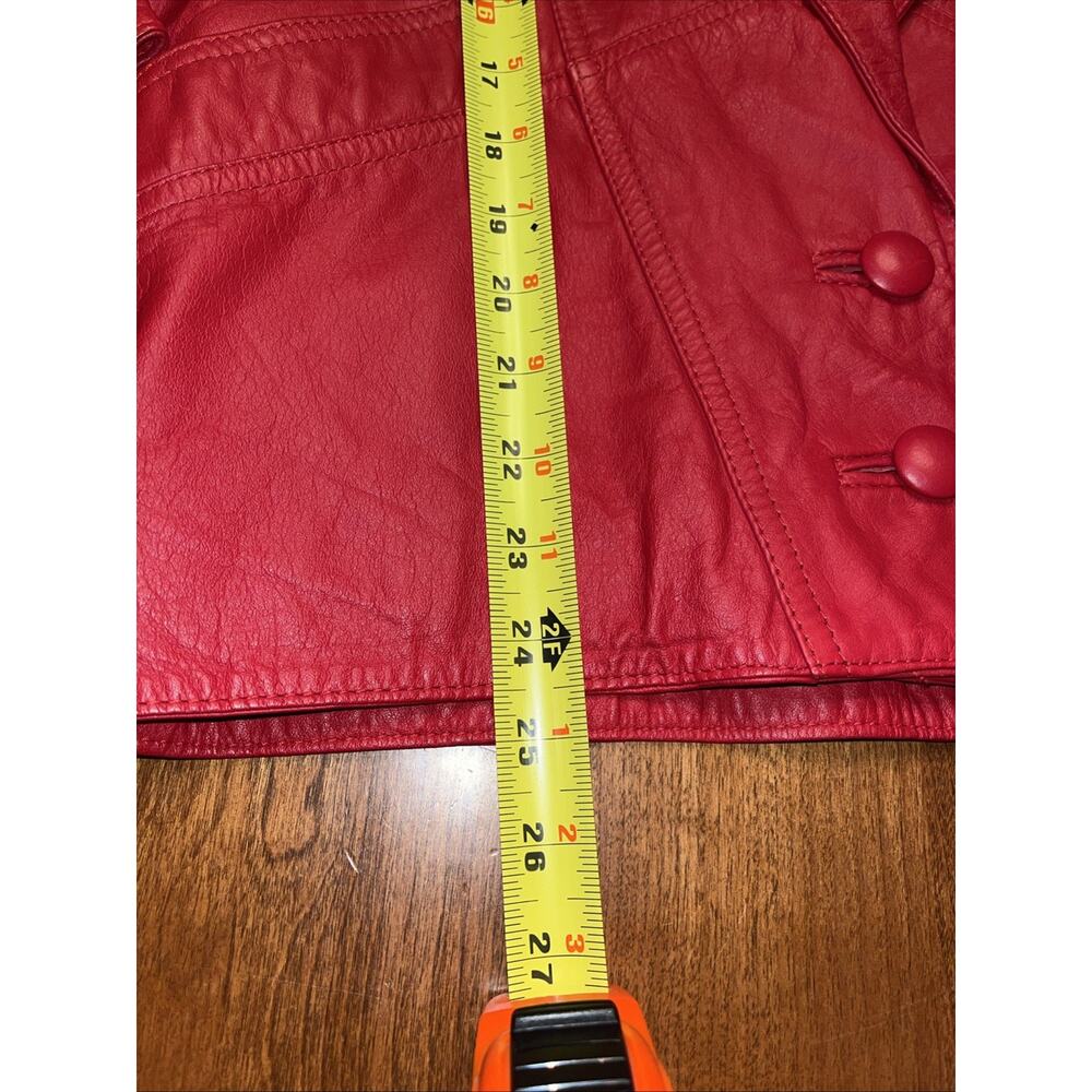 Vintage 80’s Red Leather Women’s Jacket Cropped Small - Picture 4 of 6